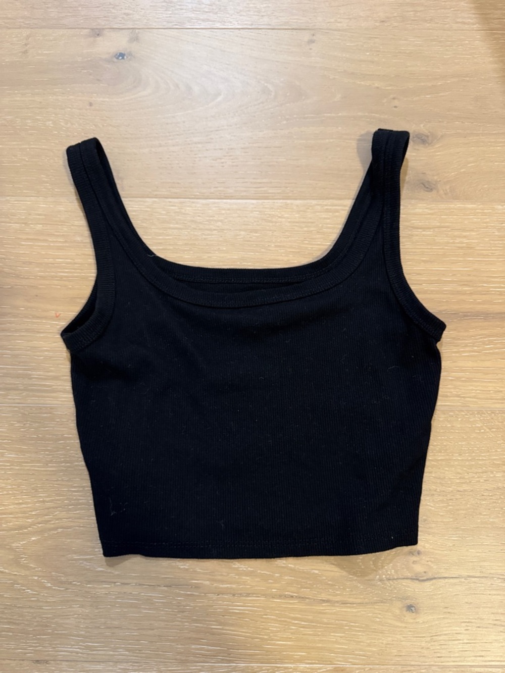 SHEIN Black Ribbed Square-Neck Crop Top
